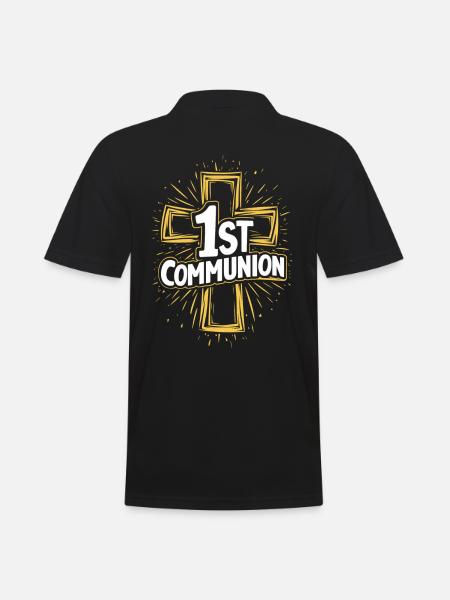 First Communion Cross Design - Men's Polo Shirt - black