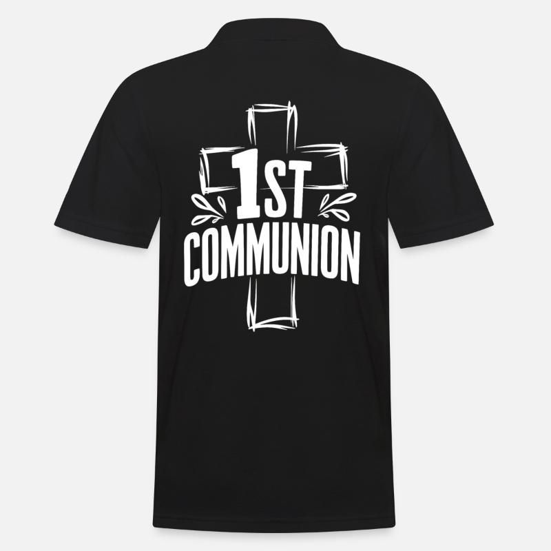 First Communion Cross Design - Men's Polo Shirt - black