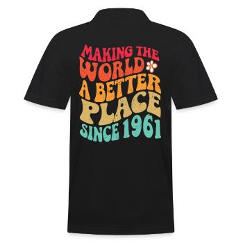 1961 Geburtstag Vintage Hippie Groovy - Männer Poloshirt - Schwarz - Hinten - Kai (181cm)
