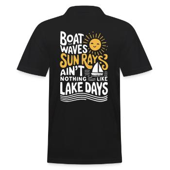 boat, waves, sunbeams, sea days, summer, - Men's Polo Shirt - black - Back - Kai (181cm)