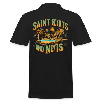 Saint Kitts And Nevis Souvenir Island Paradise Retro - Men's Polo Shirt - black - Back - Kai (181cm)