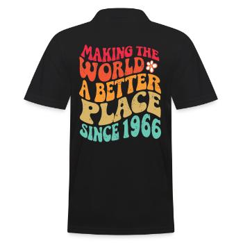 1966 Anniversaire Vintage Hippie Groovy - Polo Homme - noir - Dos - Kai (181cm)