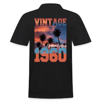 1960 Vintage Limited Edition Palmen Geboren 1960 - Männer Poloshirt - Schwarz - Hinten - Kai (181cm)