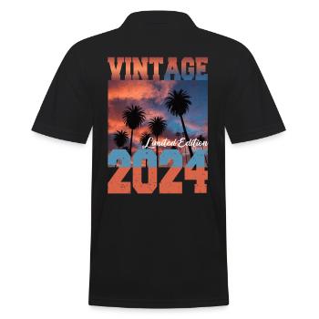 2024 Vintage Limited Edition Palm Trees Born 2024 - Men's Polo Shirt - black - Back - Kai (181cm)