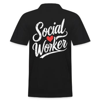 Social Worker Heart Social Work Love - Men's Polo Shirt - black - Back - Kai (181cm)