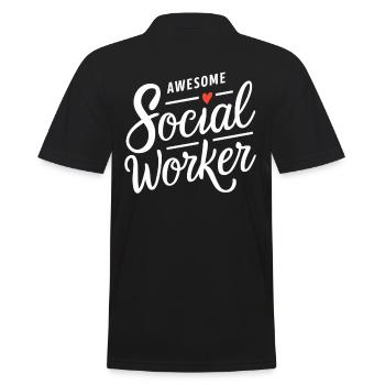 Awesome Social Worker Social Work Heart - Men's Polo Shirt - black - Back - Kai (181cm)
