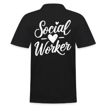 Social Worker Herz Social Work Liebe - Männer Poloshirt - Schwarz - Hinten - Kai (181cm)
