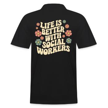 La vie est meilleure avec les travailleurs sociaux - - Polo Homme - noir - Dos - Kai (181cm)