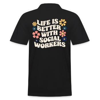 La vie est meilleure avec les travailleurs sociaux - Polo Homme - noir - Dos - Kai (181cm)