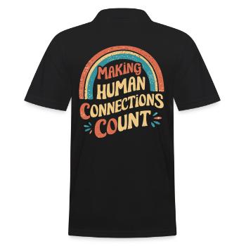 Soziale Arbeit: Menschliche Verbindungen Zählen - Männer Poloshirt - Schwarz - Hinten - Kai (181cm)