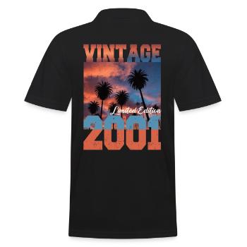 2001 Vintage Limited Edition Palmen Geboren 2001 - Männer Poloshirt - Schwarz - Hinten - Kai (181cm)