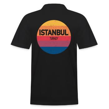 Retro Sunset Souvenir Istanbul Türkei - Männer Poloshirt - Schwarz - Hinten - Kai (181cm)