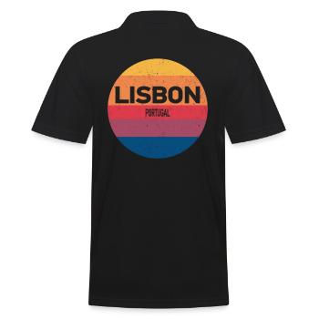 Retro Sonnenuntergang Andenken Lissabon Portugal - Männer Poloshirt - Schwarz - Hinten - Kai (181cm)