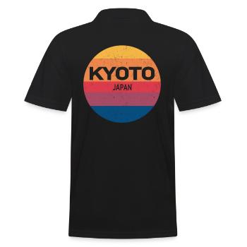 Kyoto Japon Souvenir rétro coucher de soleil - Polo Homme - noir - Dos - Kai (181cm)