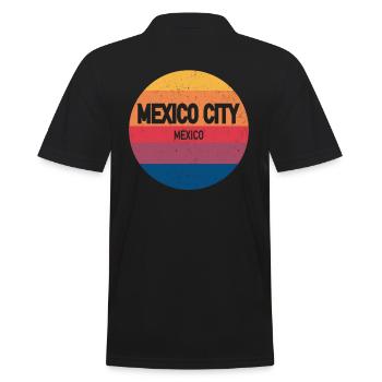 Mexico City Retro Sonnenuntergang Souvenir - Männer Poloshirt - Schwarz - Hinten - Kai (181cm)