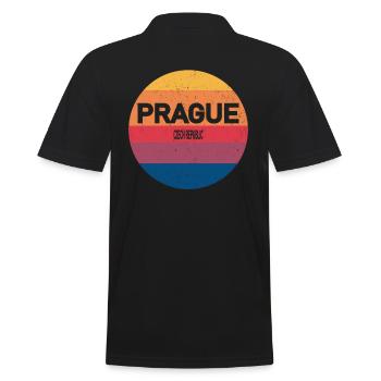 Rétro coucher de soleil souvenir Prague République tchèque - Polo Homme - noir - Dos - Kai (181cm)