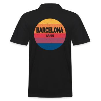 Retro Sunset Souvenir Barcelona Spain - Men's Polo Shirt - black - Back - Kai (181cm)