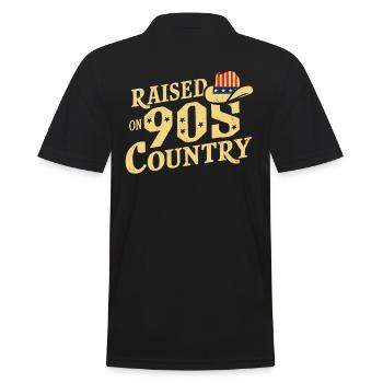 Raised On 90s Country Musik Retro Cowboyhut - Männer Poloshirt - Schwarz - Hinten - Kai (181cm)