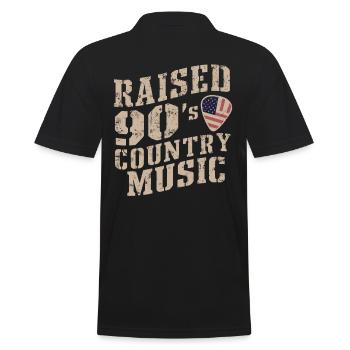 Raised 90's Country Music Lover - Men's Polo Shirt - black - Back - Kai (181cm)
