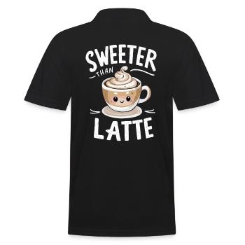 Barista Sweeter Than Latte - Men's Polo Shirt - black - Back - Kai (181cm)