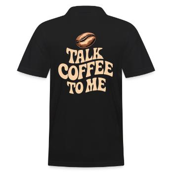 Talk Coffee To Me Barista Art - Men's Polo Shirt - black - Back - Kai (181cm)