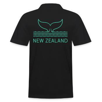 New Zealand Souvenir Whale Fin Design - Men's Polo Shirt - black - Back - Kai (181cm)