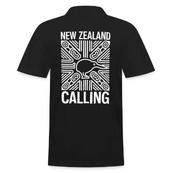 New Zealand Souvenir Calling Kiwi Design - Men's Polo Shirt - black - Back - Kai (181cm)