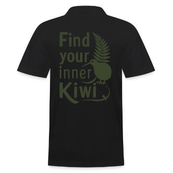 Finde Deinen Inneren Kiwi - Neuseeland Souvenir - Männer Poloshirt - Schwarz - Hinten - Kai (181cm)