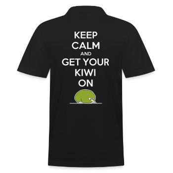 Neuseeland Souvenir: Keep Calm And Get Your Kiwi - Männer Poloshirt - Schwarz - Hinten - Kai (181cm)