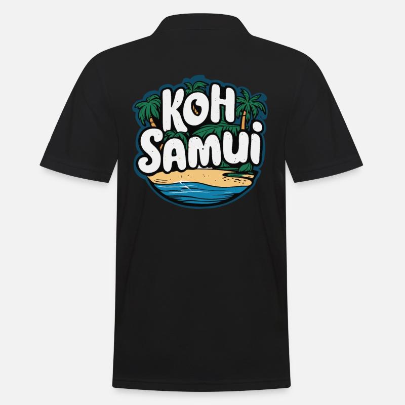 Koh Samui souvenir plage paradis - Polo Homme - noir
