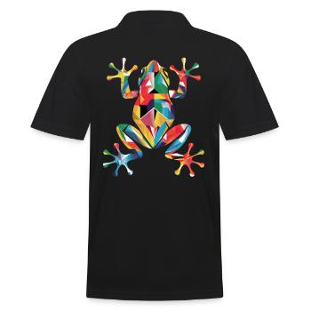 Bunte Geometrische Reptilien Kunst Frosch - Männer Poloshirt - Schwarz - Hinten - Kai (181cm)