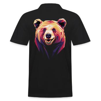 Colorful Polygonal Bear Head Artwork - Men's Polo Shirt - black - Back - Kai (181cm)