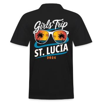 Girls Trip St. Lucia 2024 - Männer Poloshirt - Schwarz - Hinten - Kai (181cm)