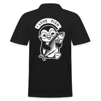 Mignon amateur de poissons pingouins - J’adore - Polo Homme - noir - Dos - Kai (181cm)
