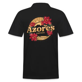 Azores Portugal Souvenir mit Blumen und - Männer Poloshirt - Schwarz - Hinten - Kai (181cm)
