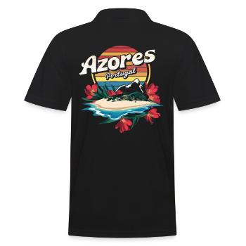 Azores Portugal Souvenir - Tropische Insel - Männer Poloshirt - Schwarz - Hinten - Kai (181cm)