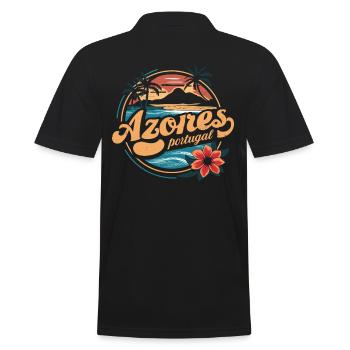 Azores Souvenir Portugal Vintage Tropical - Men's Polo Shirt - black - Back - Kai (181cm)