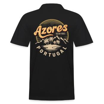Azores Souvenir Ocean Vibes Portugal - Männer Poloshirt - Schwarz - Hinten - Kai (181cm)