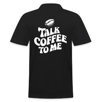 Talk Coffee To Me - Barista Saying - Men's Polo Shirt - black - Back - Kai (181cm)