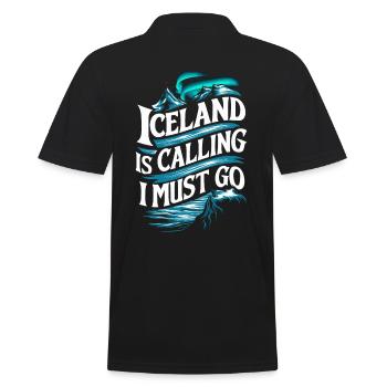 Iceland Souvenir - Iceland Calls, I Must Go - Men's Polo Shirt - black - Back - Kai (181cm)