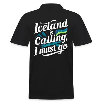Iceland Souvenir Iceland is calling, I must go - Men's Polo Shirt - black - Back - Kai (181cm)