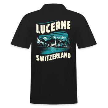 Lucerne Souvenir Switzerland Landscape - Men's Polo Shirt - black - Back - Kai (181cm)
