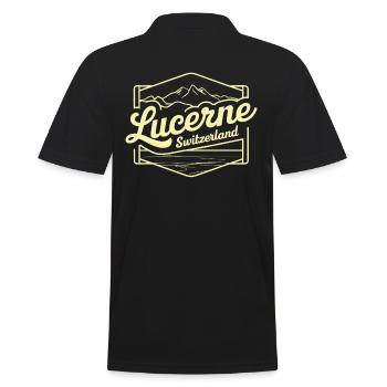Lucerne Souvenir Switzerland Mountains Motif - Men's Polo Shirt - black - Back - Kai (181cm)