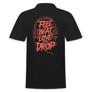Feel The Beat Love The Drop DJ Music - Men's Polo Shirt - black - Back - Kai (181cm)