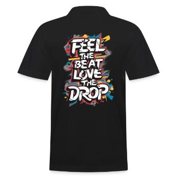 DJ - Feel The Beat Love The Drop - Männer Poloshirt - Schwarz - Hinten - Kai (181cm)