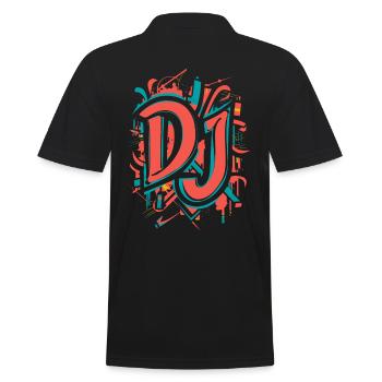 DJ Kunstwerk Bunte Graffiti Stil - Männer Poloshirt - Schwarz - Hinten - Kai (181cm)