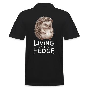 Living on the hedge hedgehog with cute saying - Men's Polo Shirt - black - Back - Kai (181cm)
