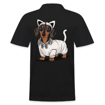 Dachshund In Costumes Cat Dachshund Dog - Men's Polo Shirt - black - Back - Kai (181cm)