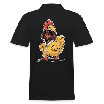 Dackel Im Kostüm Als Huhn - Männer Poloshirt - Schwarz - Hinten - Kai (181cm)