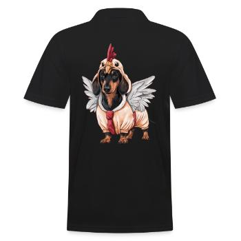 Teckel en costumes avec ailes de poulet - Polo Homme - noir - Dos - Kai (181cm)